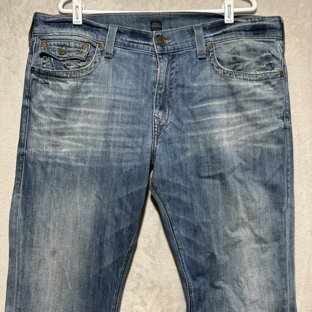True Religion‎ Ricky Men's 40 Relaxed Straight Mid Rise Flap Back Pockets Logo
